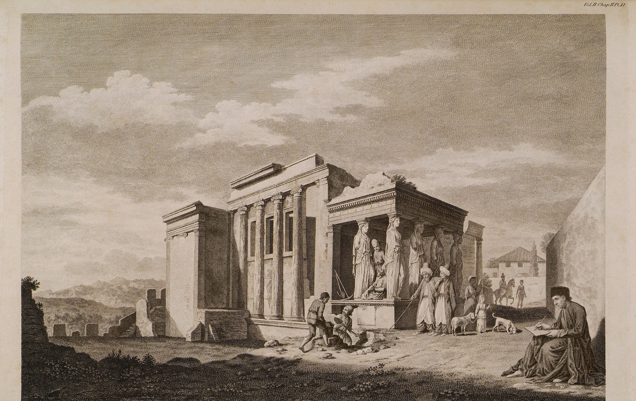 英国考古学家,画家詹姆士·斯图尔特(1713-1788)绘制的希腊古建筑插画