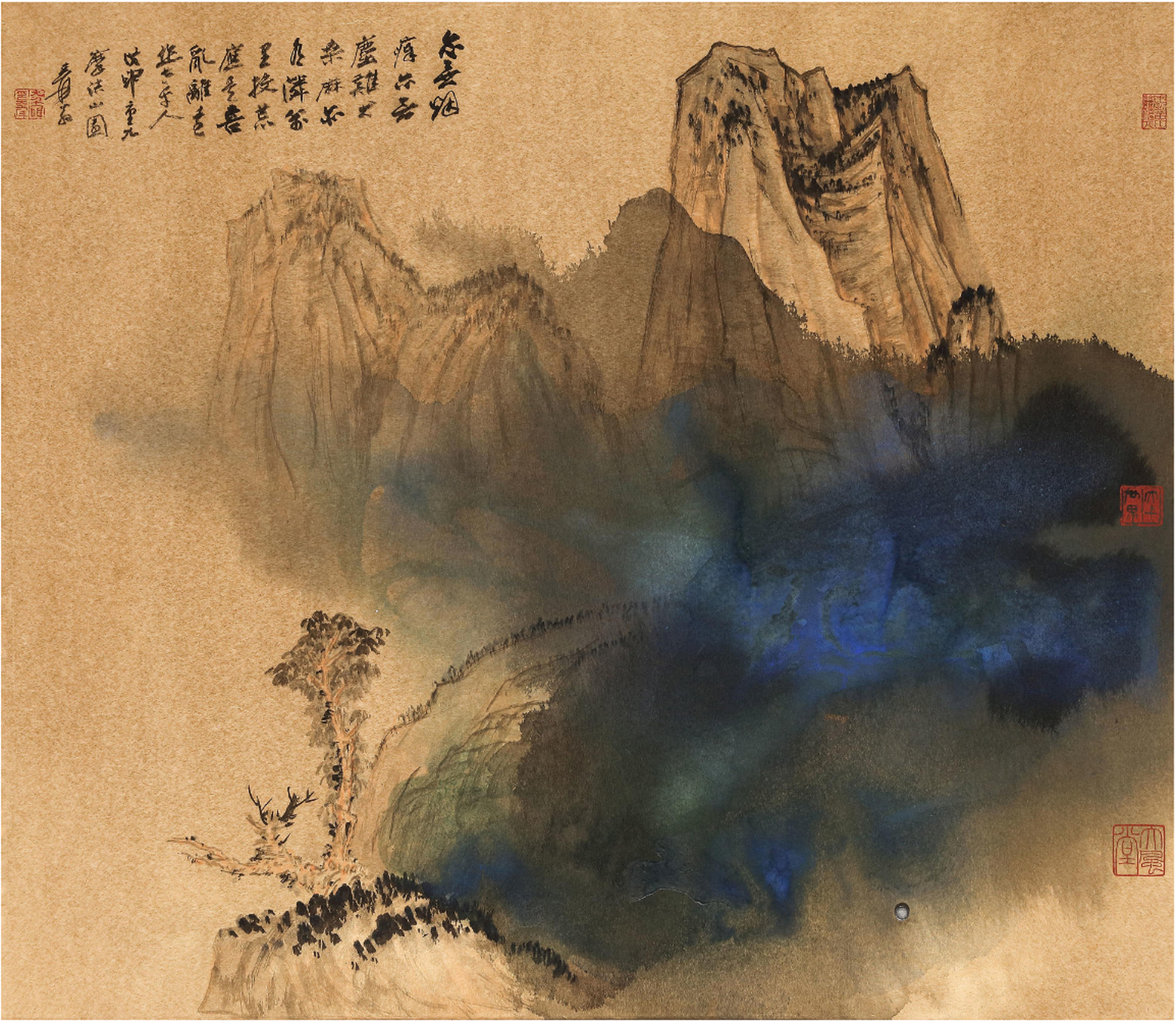5万成交的"张大千于 《山峦霞蔚图》,尺寸为 82×95.5cm. 67