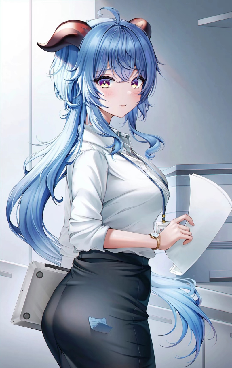 穿工作服上班的甘雨也太美了吧!#原神