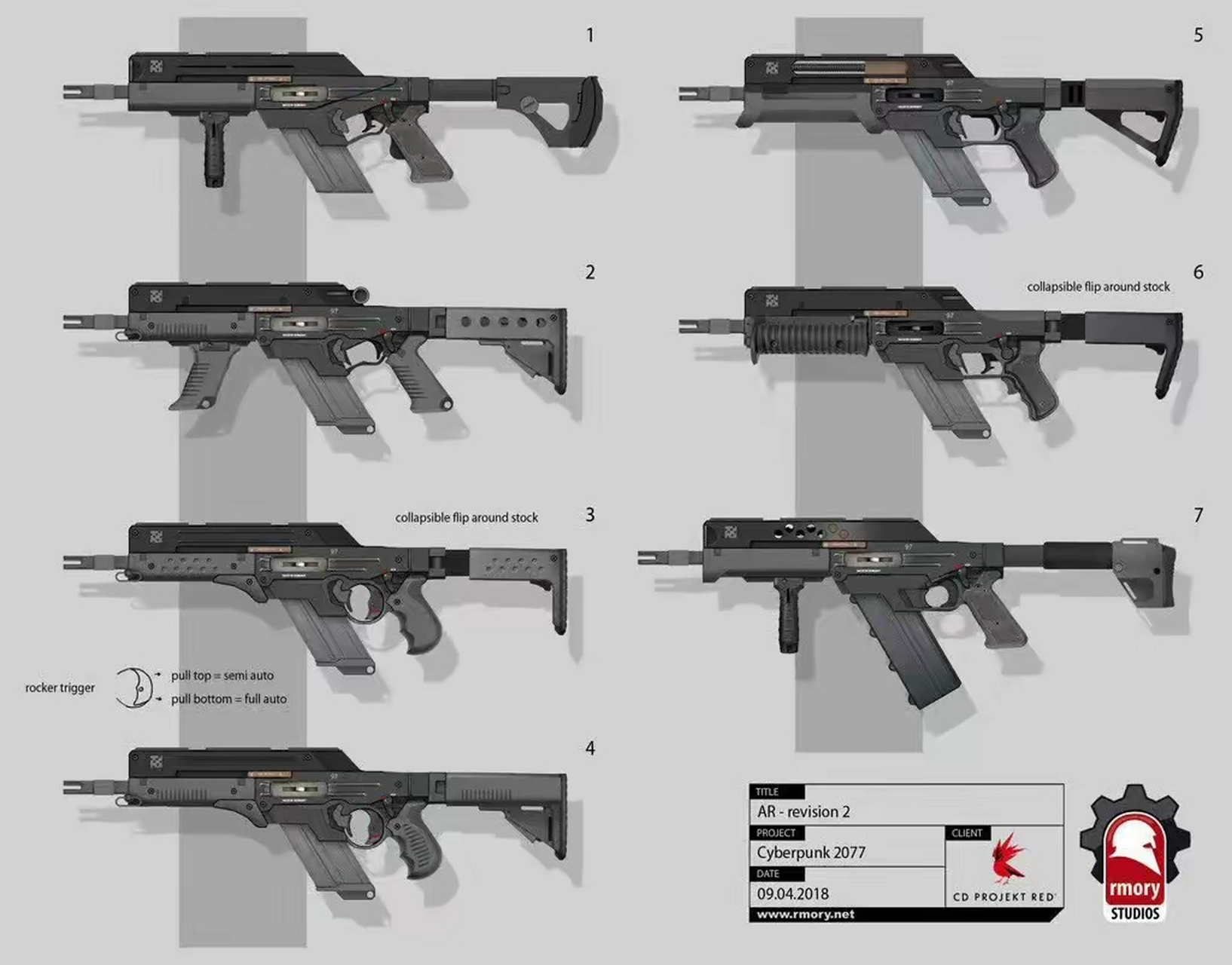 分享一组游戏《赛博朋克2077》武器设计,结合现实中的武器与电子风格