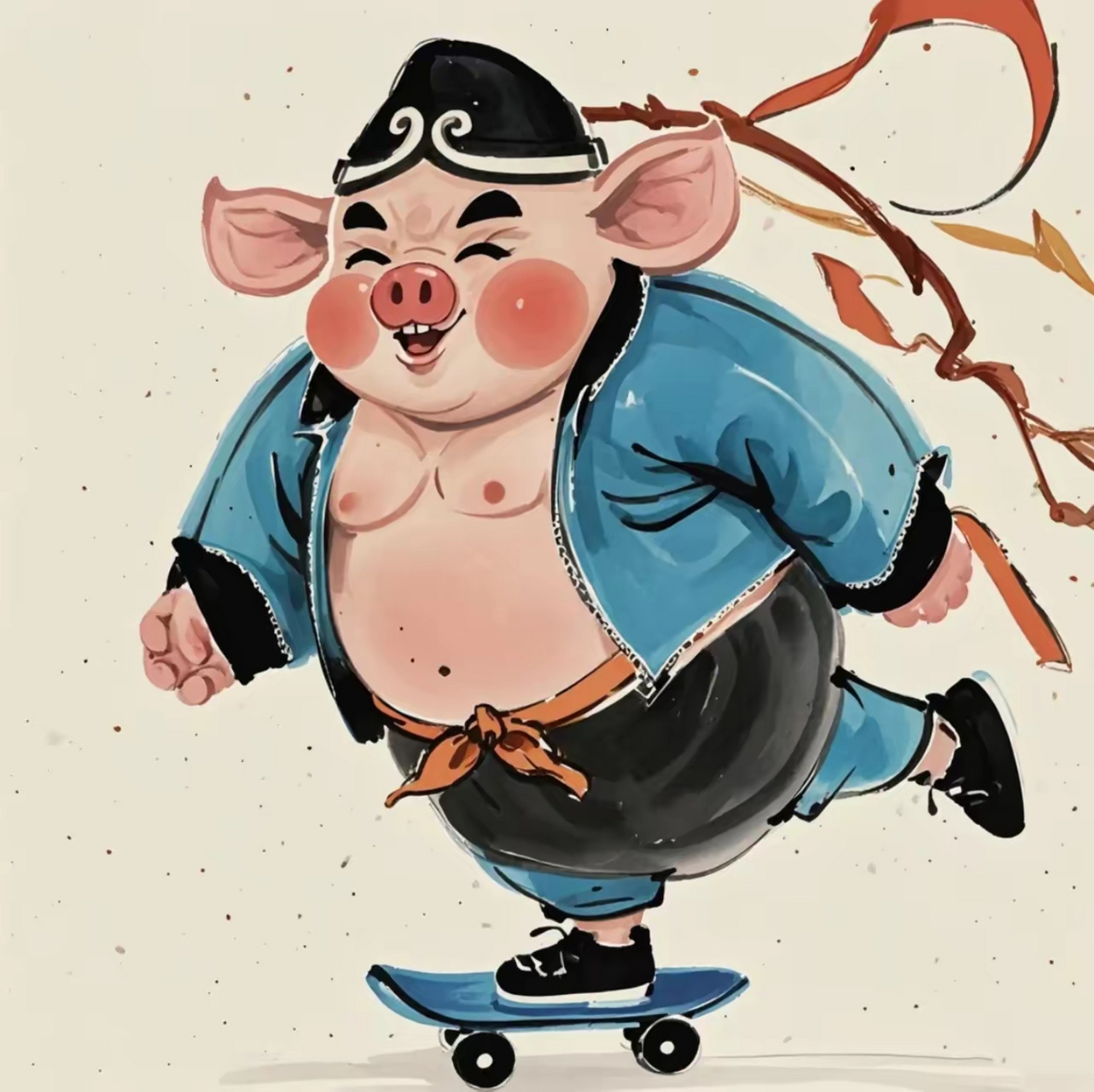 头像分享～玩滑板的猪八戒,开心到飞起 #夏日闪光旅行家