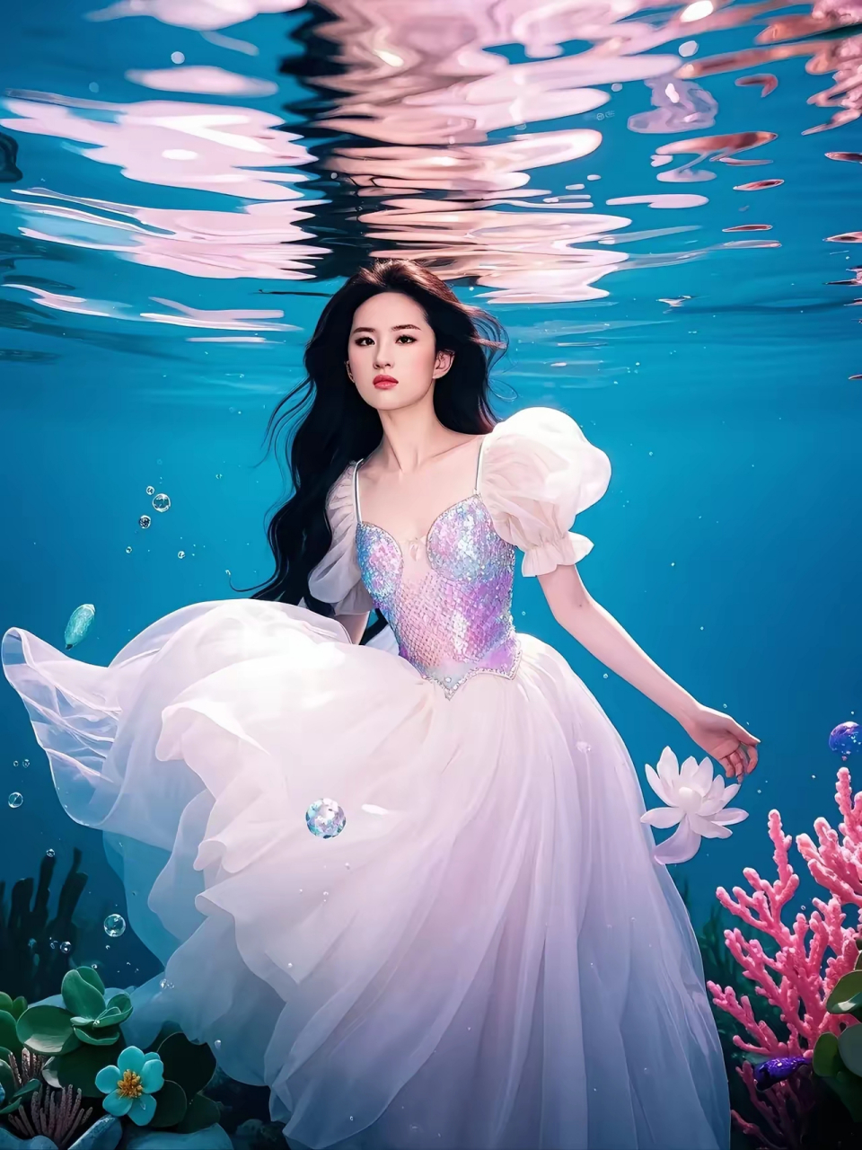 头像分享～ai刘亦菲版的人鱼公主,漂亮啊 #夏日闪光旅行家