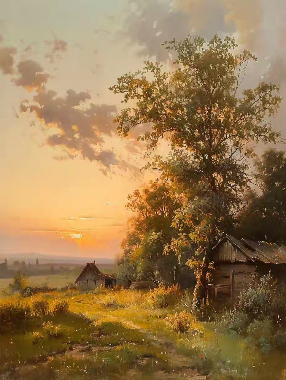 风景油画|《落日余晖》  #热点引擎计划
