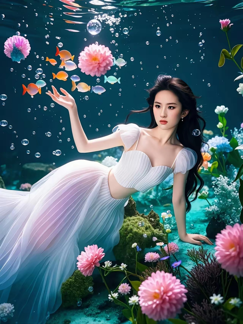 头像分享～ai刘亦菲版的人鱼公主,漂亮啊 #夏日闪光旅行家