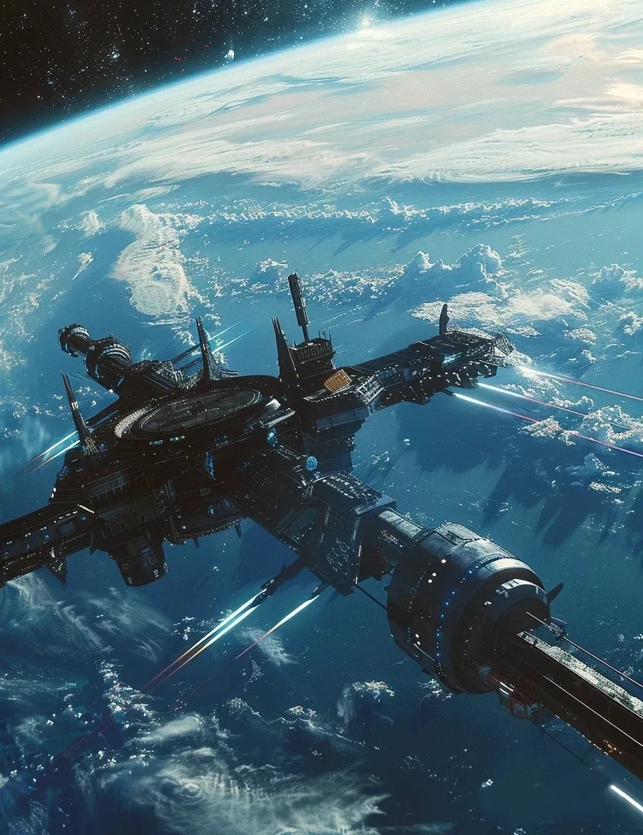 分享一组科幻场景作品,展现了宇宙中人类建造的各种造型的太空站,它们