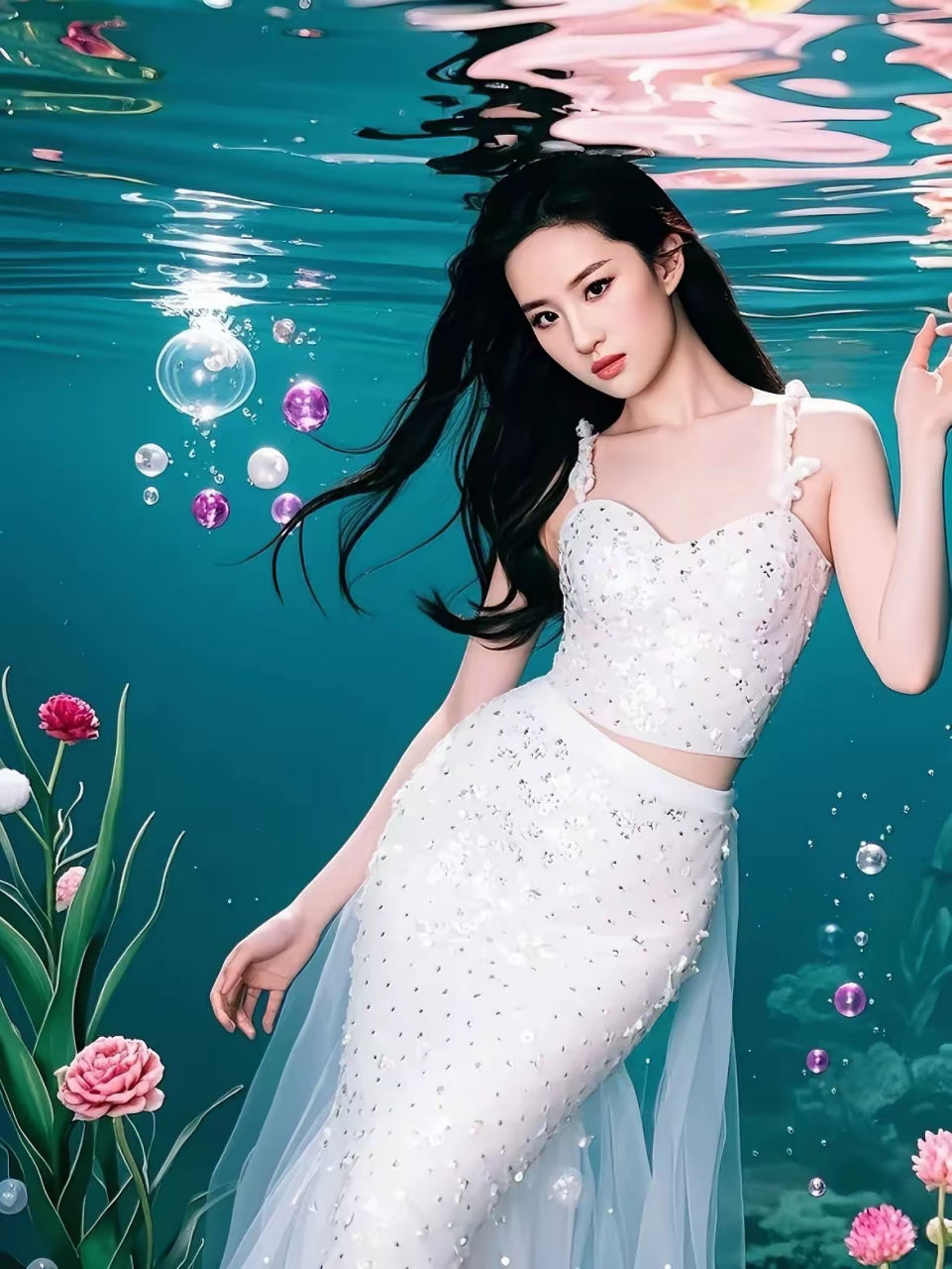 头像分享～ai刘亦菲版的人鱼公主,漂亮啊 #夏日闪光旅行家