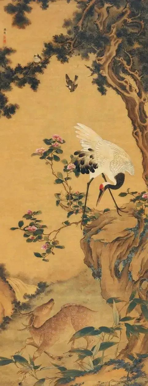 中国画《鹿鹤同春》