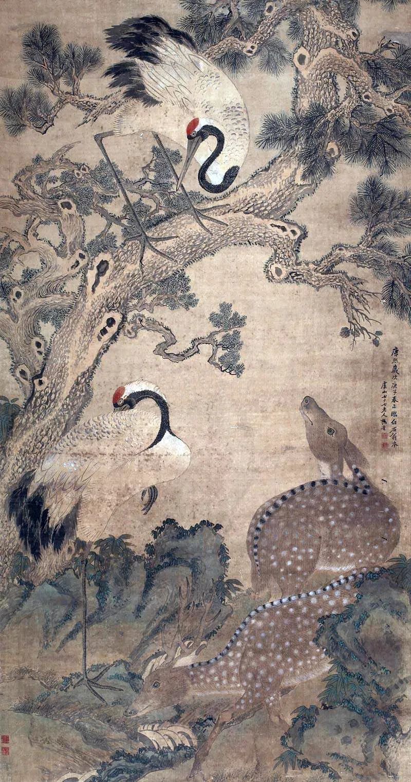 中国画《鹿鹤同春》