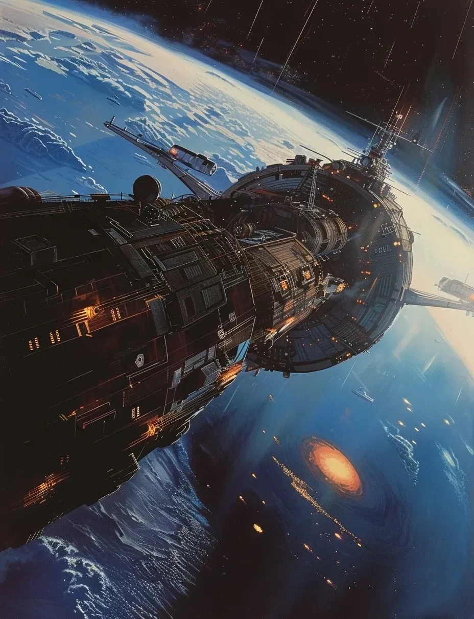 分享一组科幻场景作品,展现了宇宙中人类建造的各种造型的太空站,它们