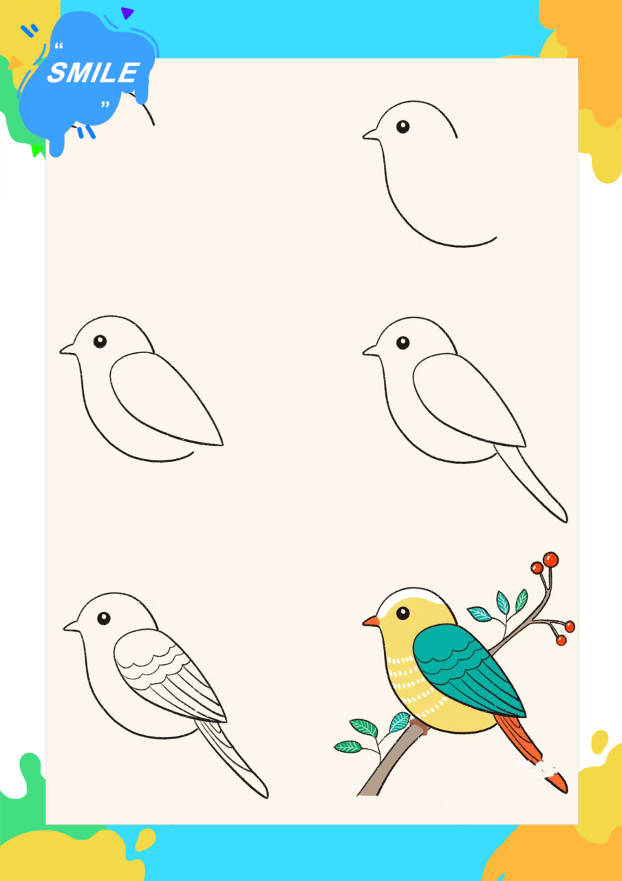 96如何画小鸟  92孩子上小学二年级,对画画感兴趣.