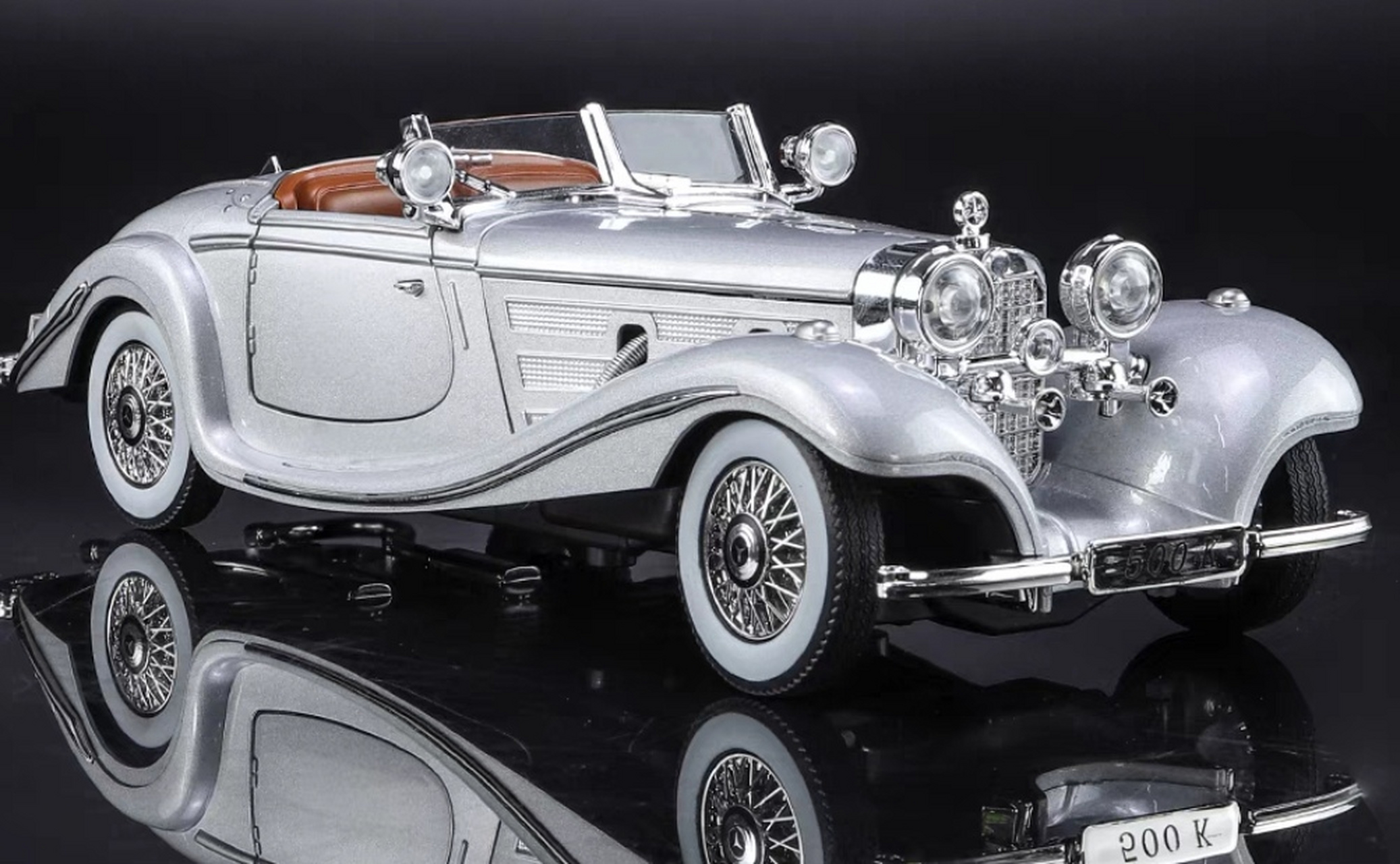 经典奔驰500k汽车模型1:24合金仿真复古老爷车模摆件礼物玩具车!