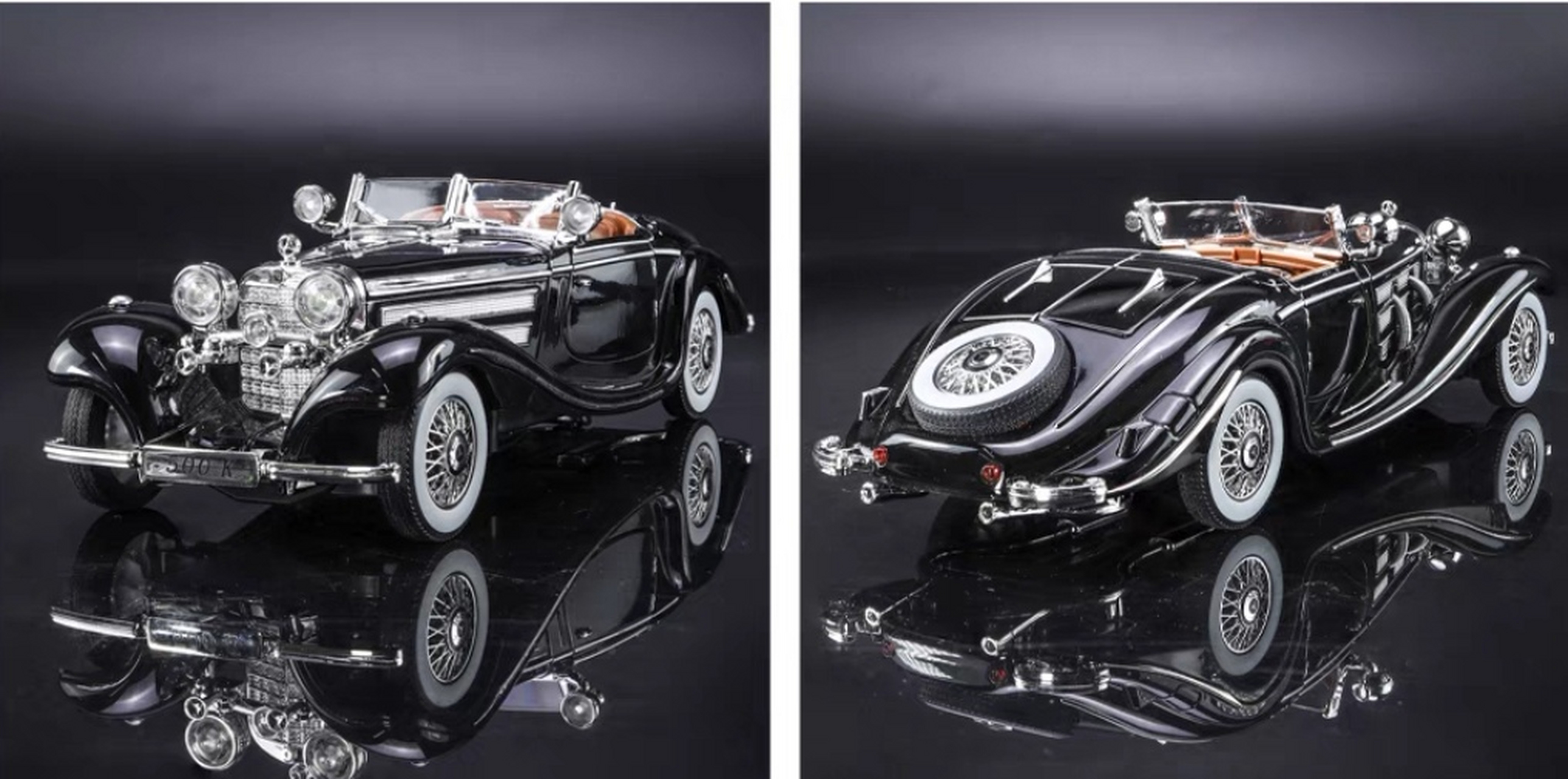 经典奔驰500k汽车模型1:24合金仿真复古老爷车模摆件礼物玩具车!