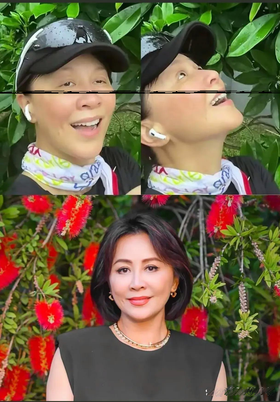 刘嘉玲自己晒出素颜爬山照,皮肤紧致白皙 我的天  这是接近六十岁的人