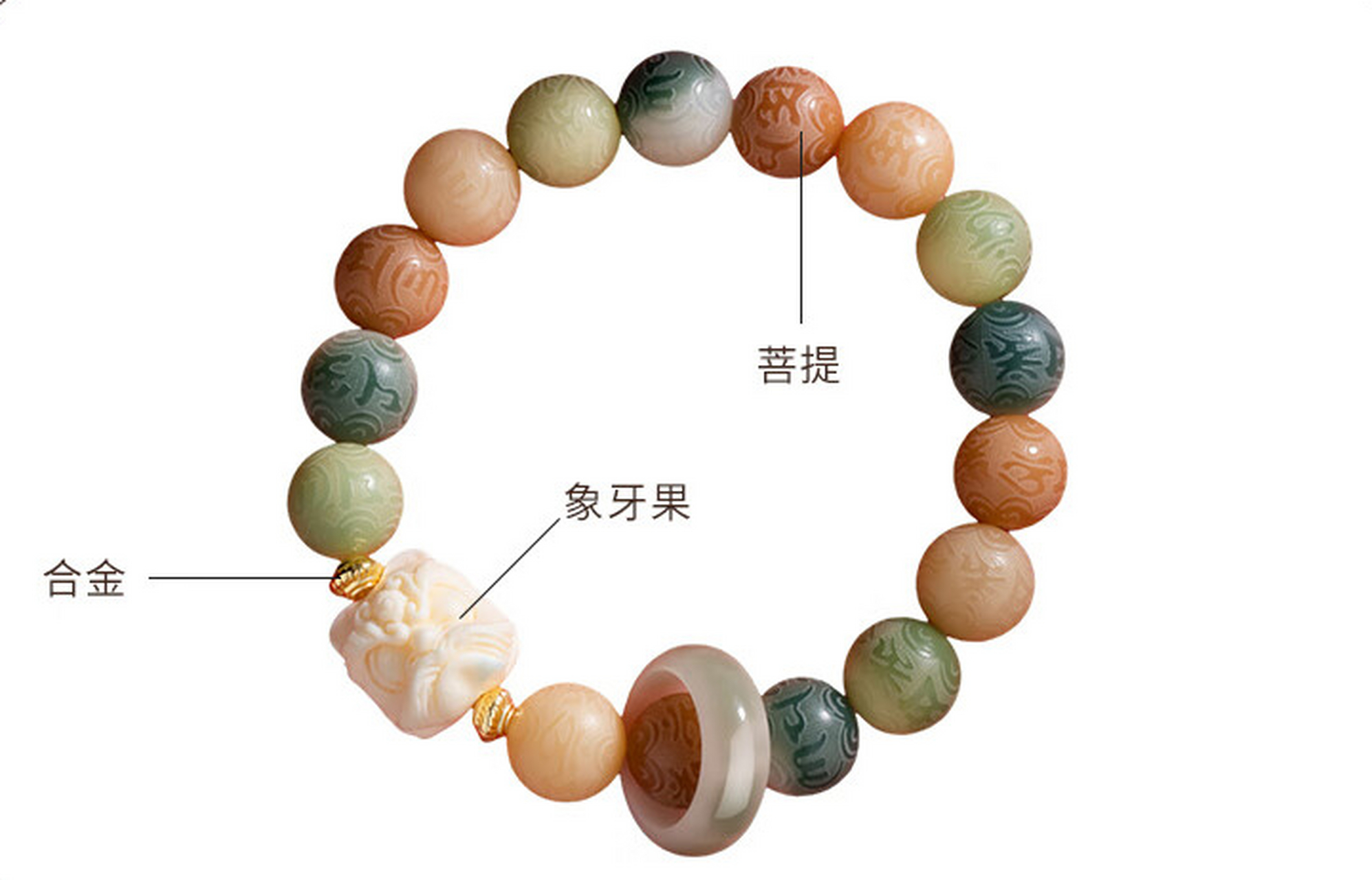 这款手链采用了六字真言菩提手串设计,简约而不失内涵,不仅能够增添