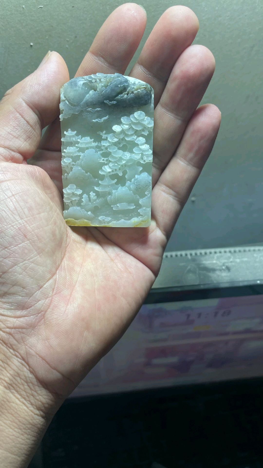 和田玉青花牌子山水