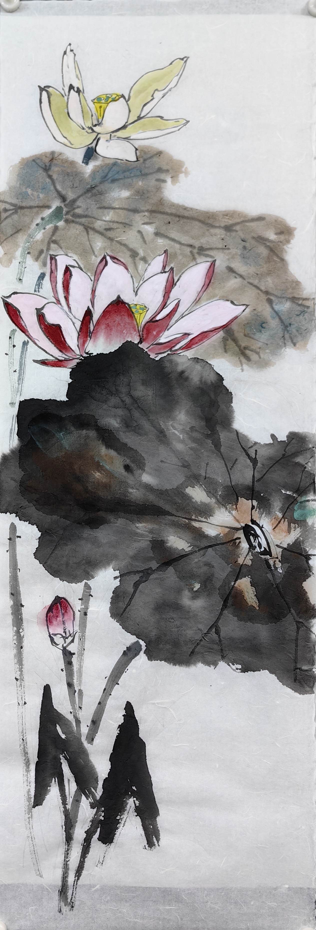 荷花与蜻蜓国画