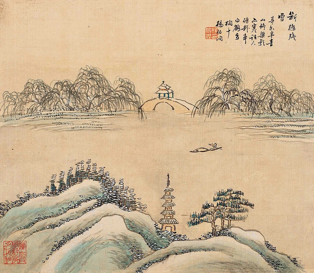 清代画家杨伯润《西湖十二景》插画作品欣赏