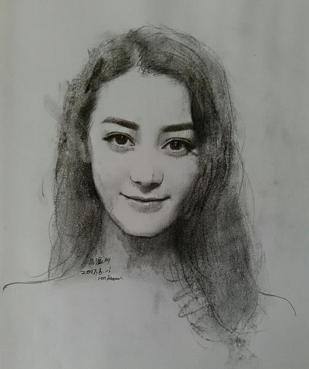 迪丽热巴素描画,用铅笔留住你的美