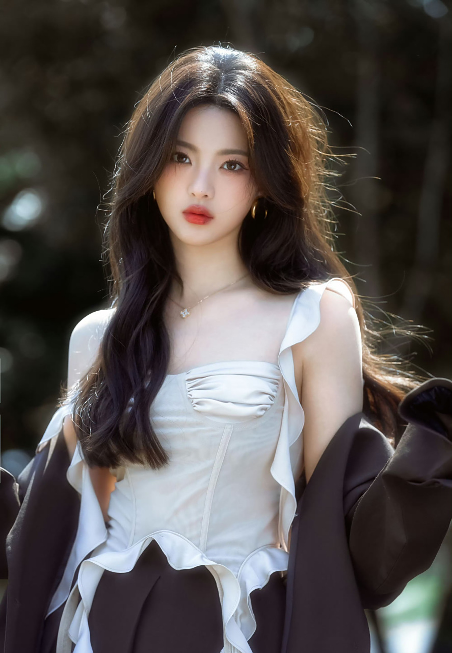 杨超越,白色吊带上衣搭配黑色高腰裙,外搭西服,美的梦幻!