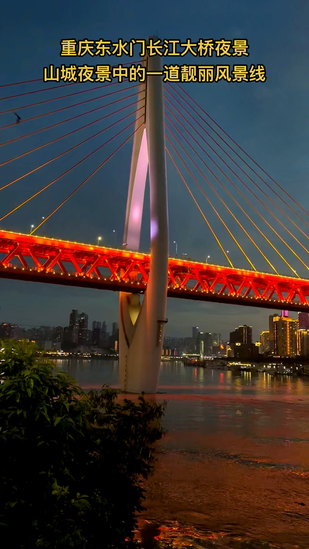 重庆东水门长江大桥夜景,山城夜景中的一道靓丽风景线!