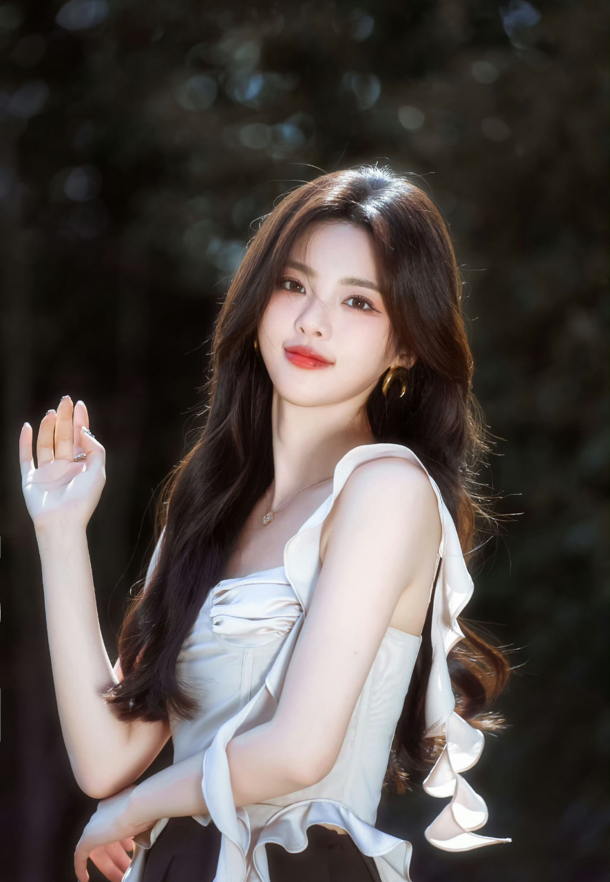 杨超越,白色吊带上衣搭配黑色高腰裙,外搭西服,美的梦幻!