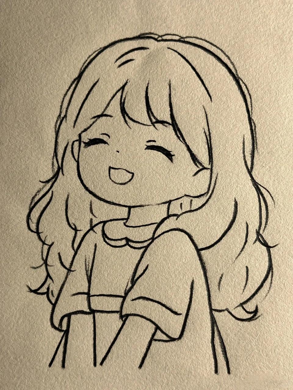 简笔画～微笑女孩 她的笑有没有甜到你心里[爱心r][爱心r][爱心r]