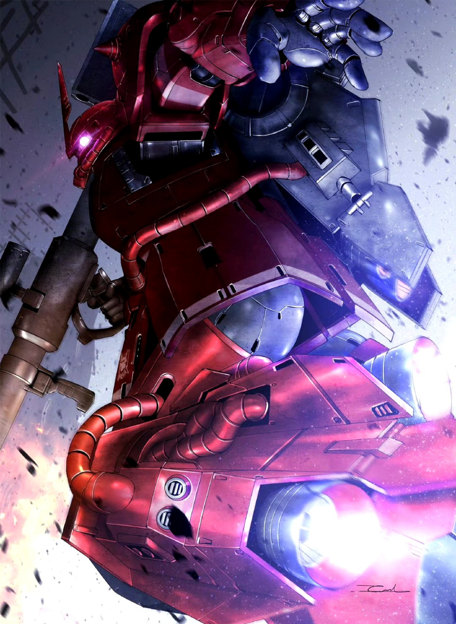 日推举办的"量产型扎古集合"插画作品,展现了ms-06扎古系列不同造型的