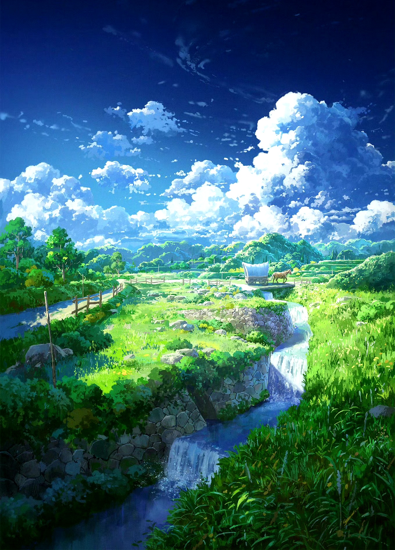 画师cyclecircle绘制的一组像素风景插画作品,用不同色彩的点阵构建出