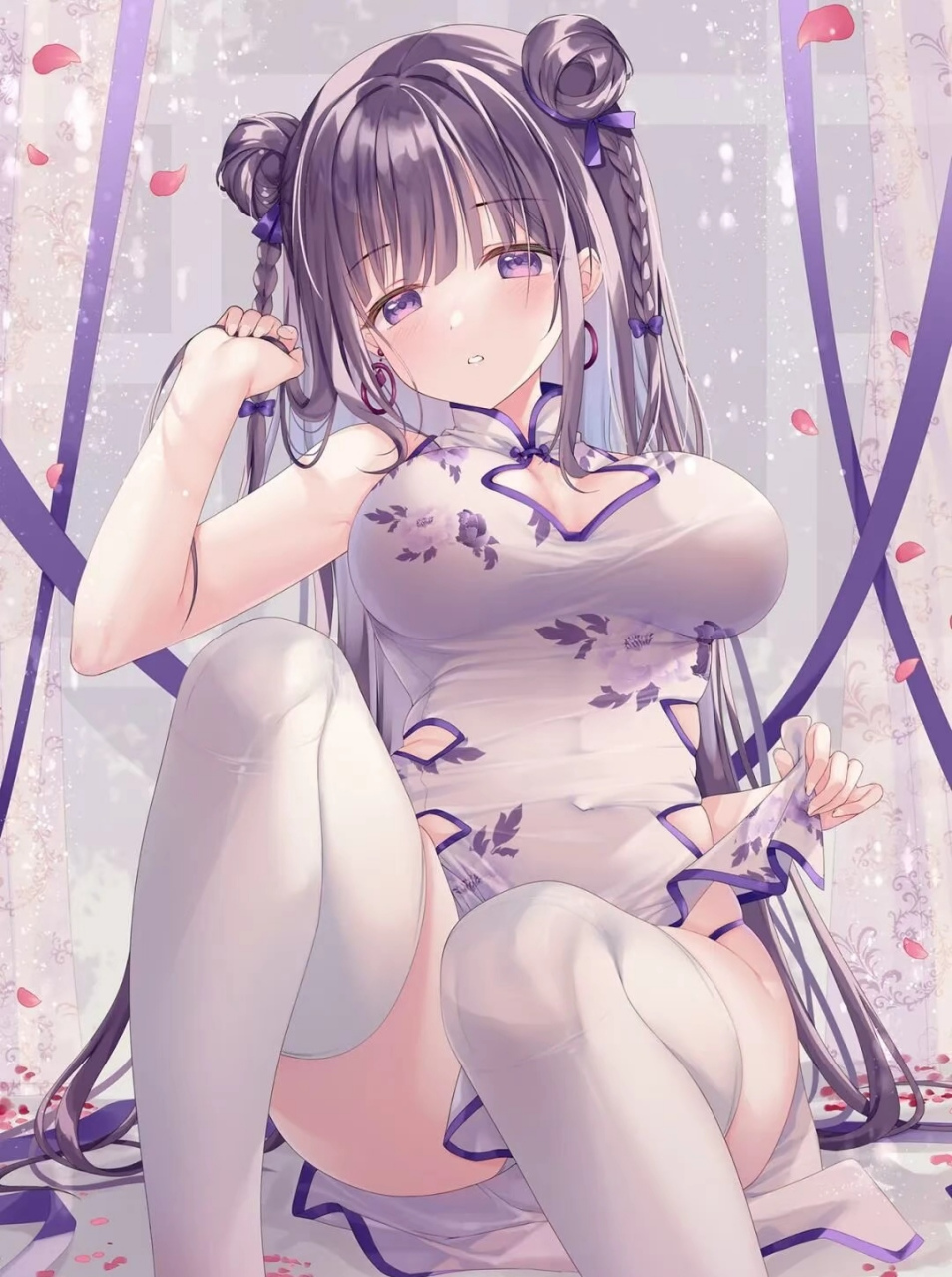 穿旗袍和白丝的小姐姐也太美了#二次元
