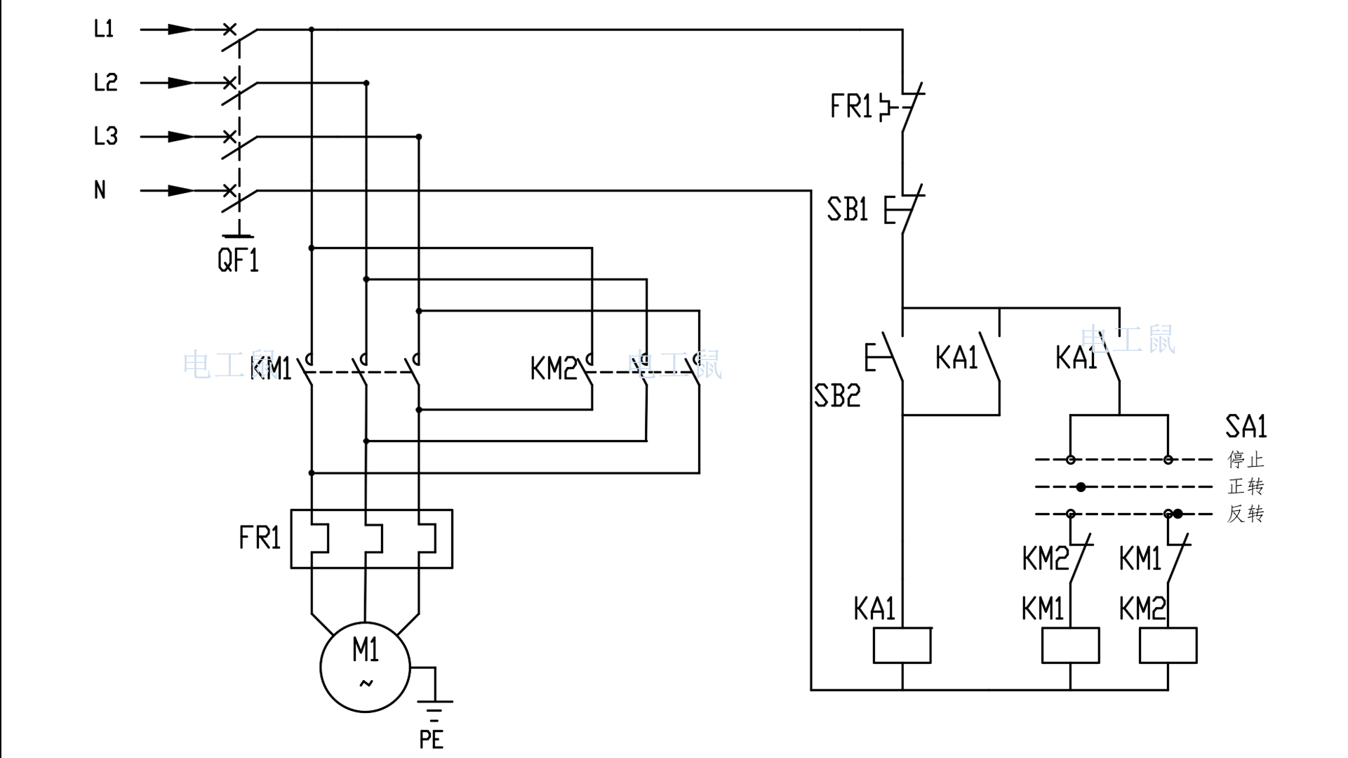 正反转控制电路图 220v图片