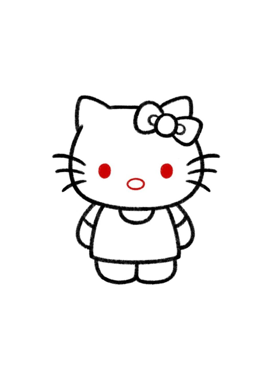 手残党学简笔画附教程7315hello kitty凯蒂猫 今天来画个凯蒂猫