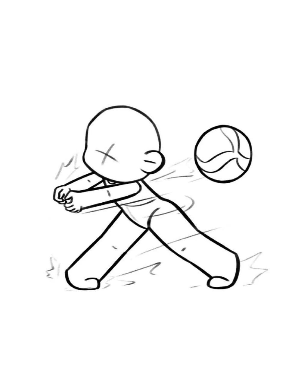 q版人物动态|3头身|排球 6个打排球动态 我画的素材分享给大家 吱一声
