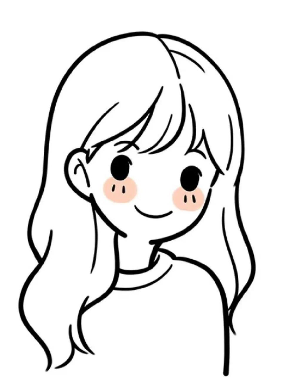 太适合当头像啦709915简笔画小女孩9799 看着就很喜欢吖 简