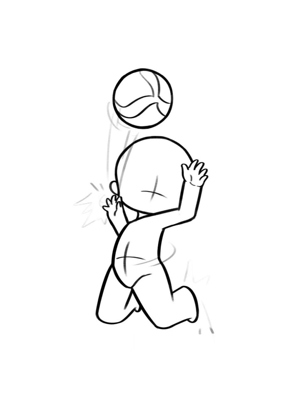 q版人物动态|3头身|排球 6个打排球动态 我画的素材分享给大家 吱一声