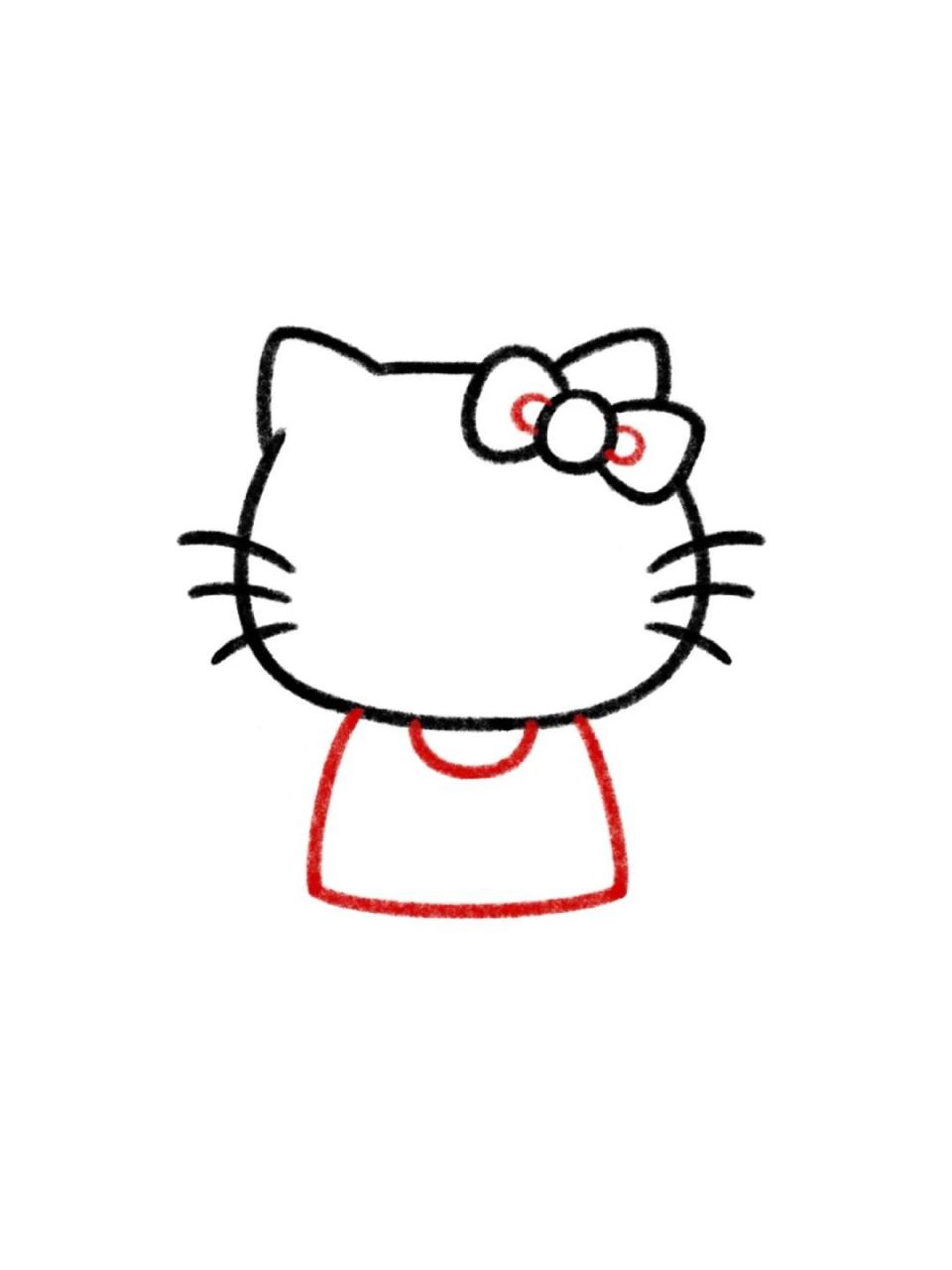 手残党学简笔画附教程7315hello kitty凯蒂猫 今天来画个凯蒂猫