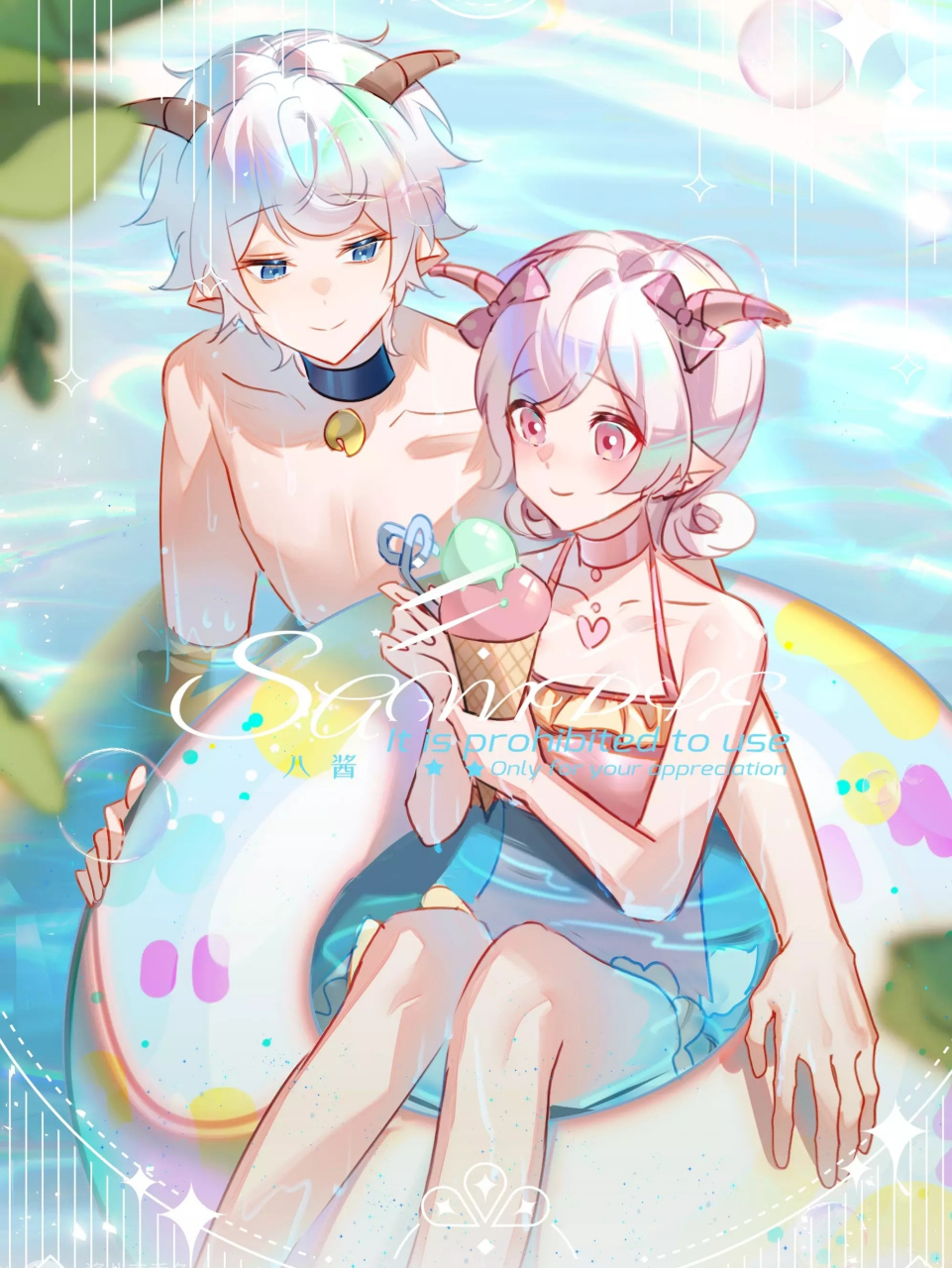 穿泳装的美羊羊和喜羊羊也太美了吧!#喜羊羊与灰太狼