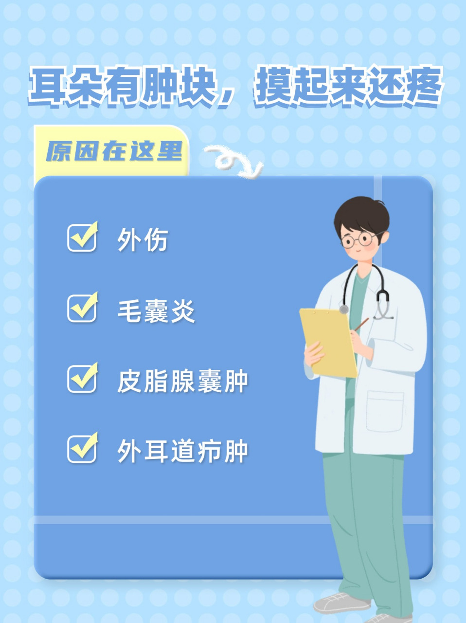 就诊时耳朵肿胀特别明显,自述还有疼痛的表现,询问我到底是怎么回事