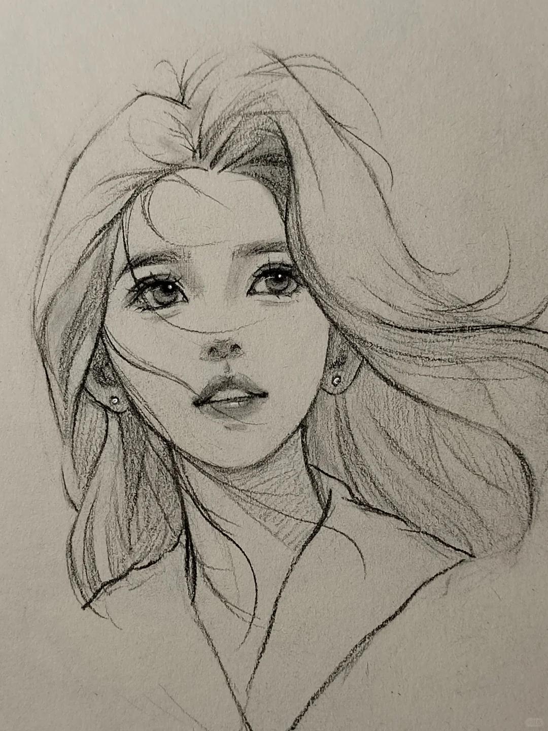 美女黑白简笔画#绘画教程101(附过程) 请大数据推给想自学画画的宝们