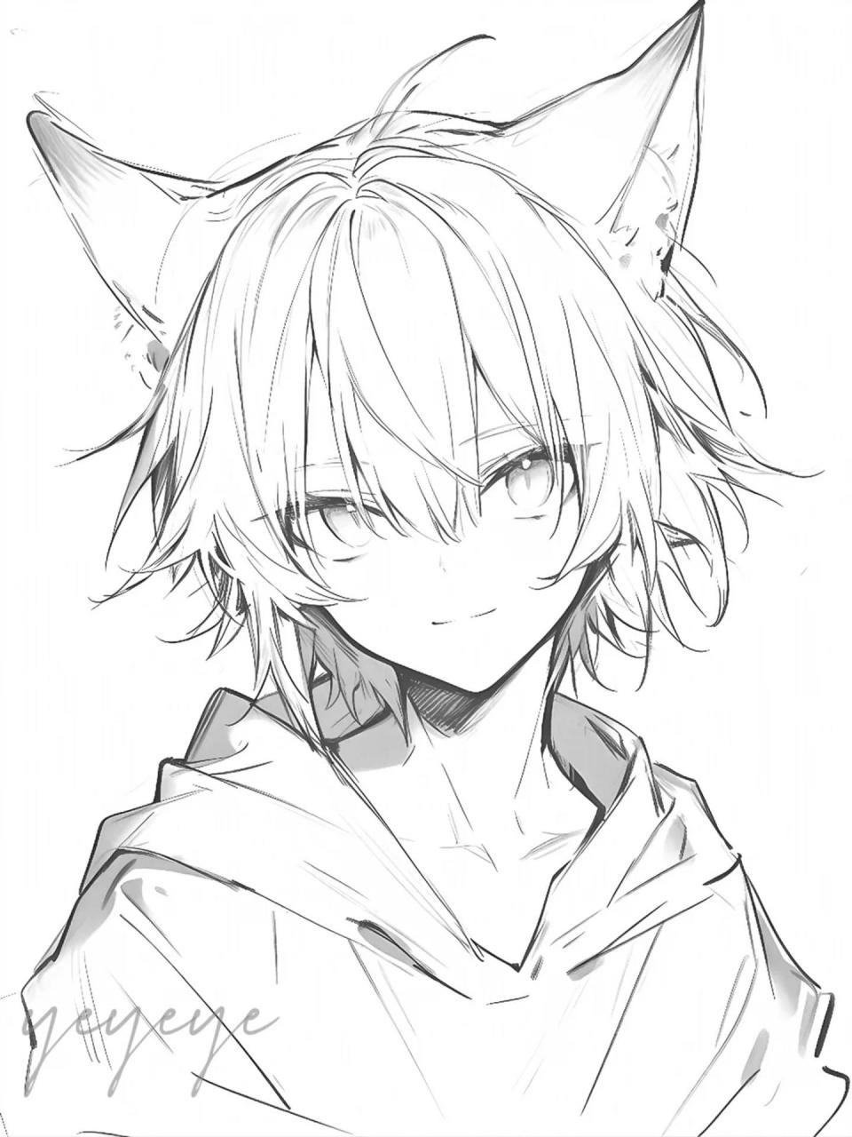 兽耳少年/线稿临摹素材