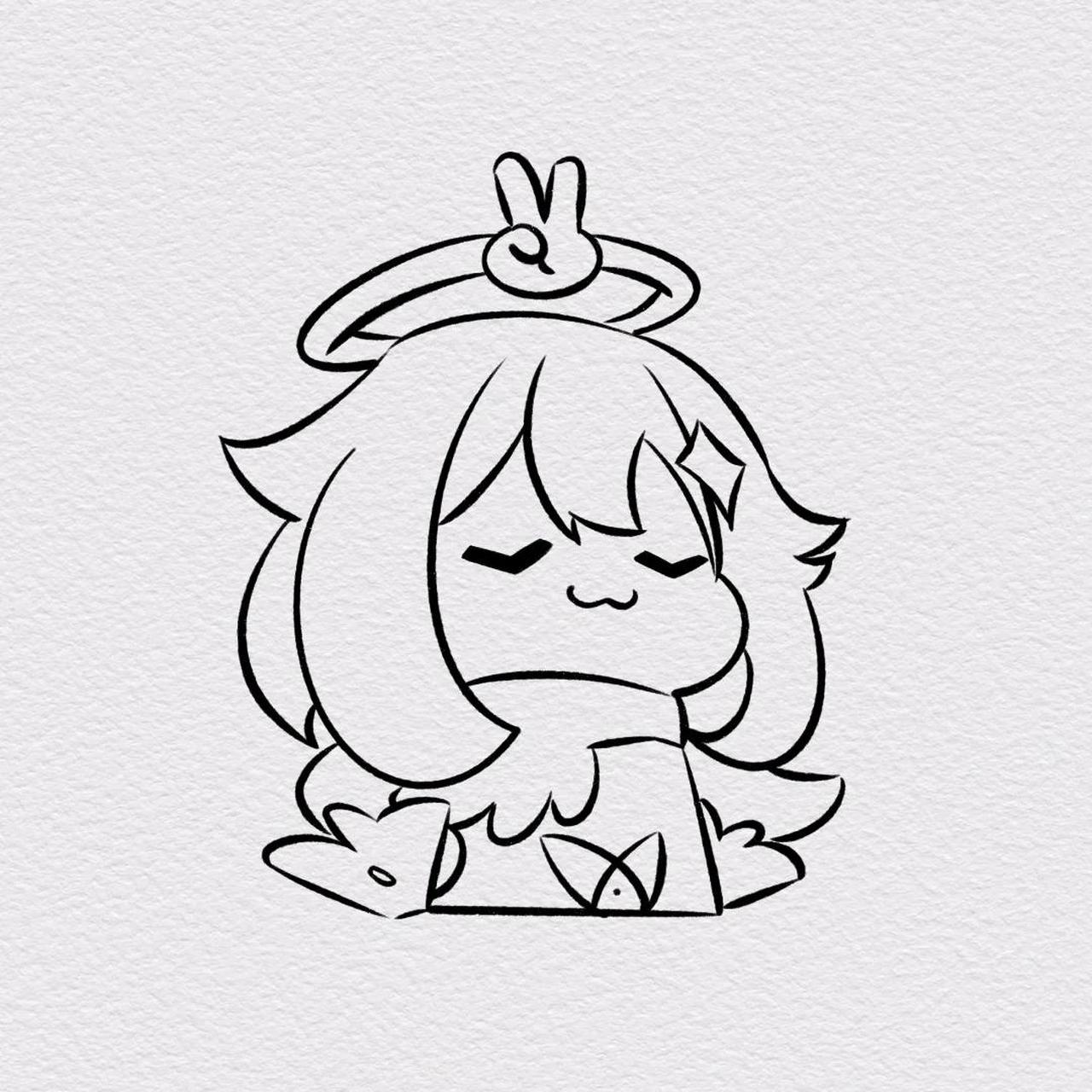 简笔画学习分享 每天都要学画画呀 画一只派蒙