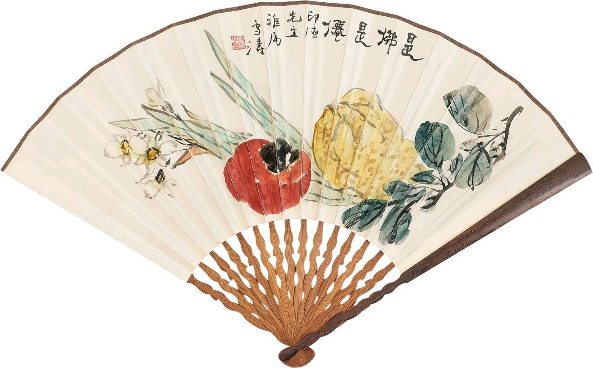 王雪涛最经典的花鸟扇面,好看!