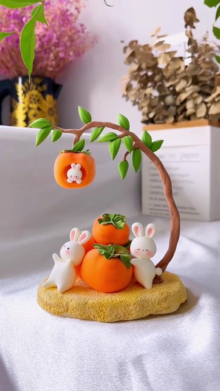 吃了它一定会好柿连连!手工 超轻粘土手