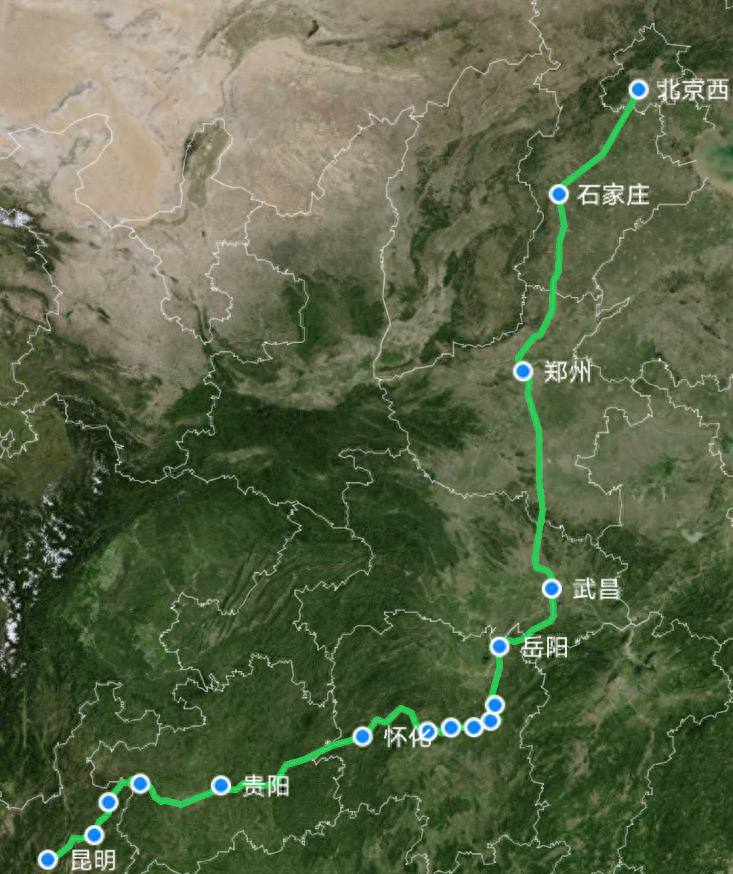 z162次列车由昆明至北京西,耗时约35小时,途经长沙