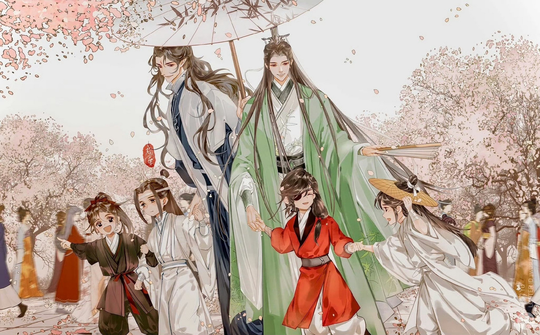 人渣反派自救系统# #魔道祖师# #天官赐福#  墨家三宝带娃珍贵影 