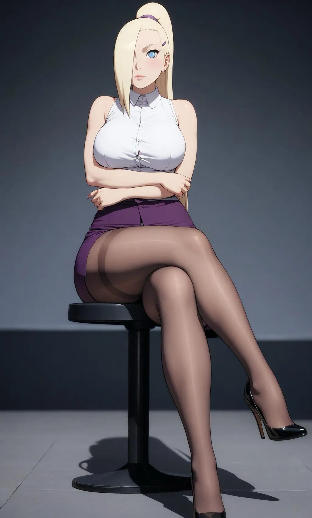 火影忍者,黑白丝袜,紧身衣,性感山中井野,丰满的身材真的绝了