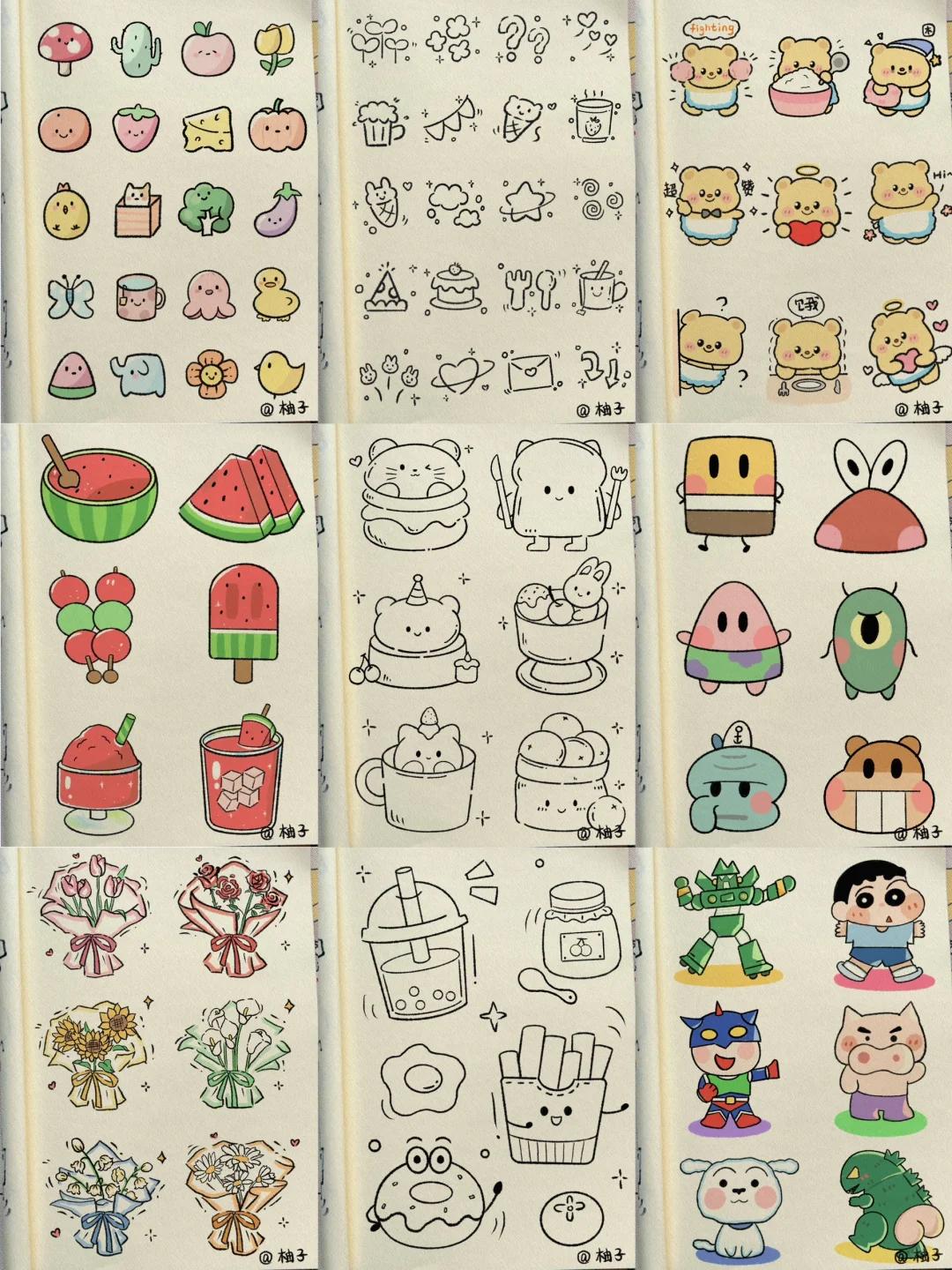 可爱简笔画素材 看着画好的作品,还是很开心哒 你有好好跟着打卡吗 原