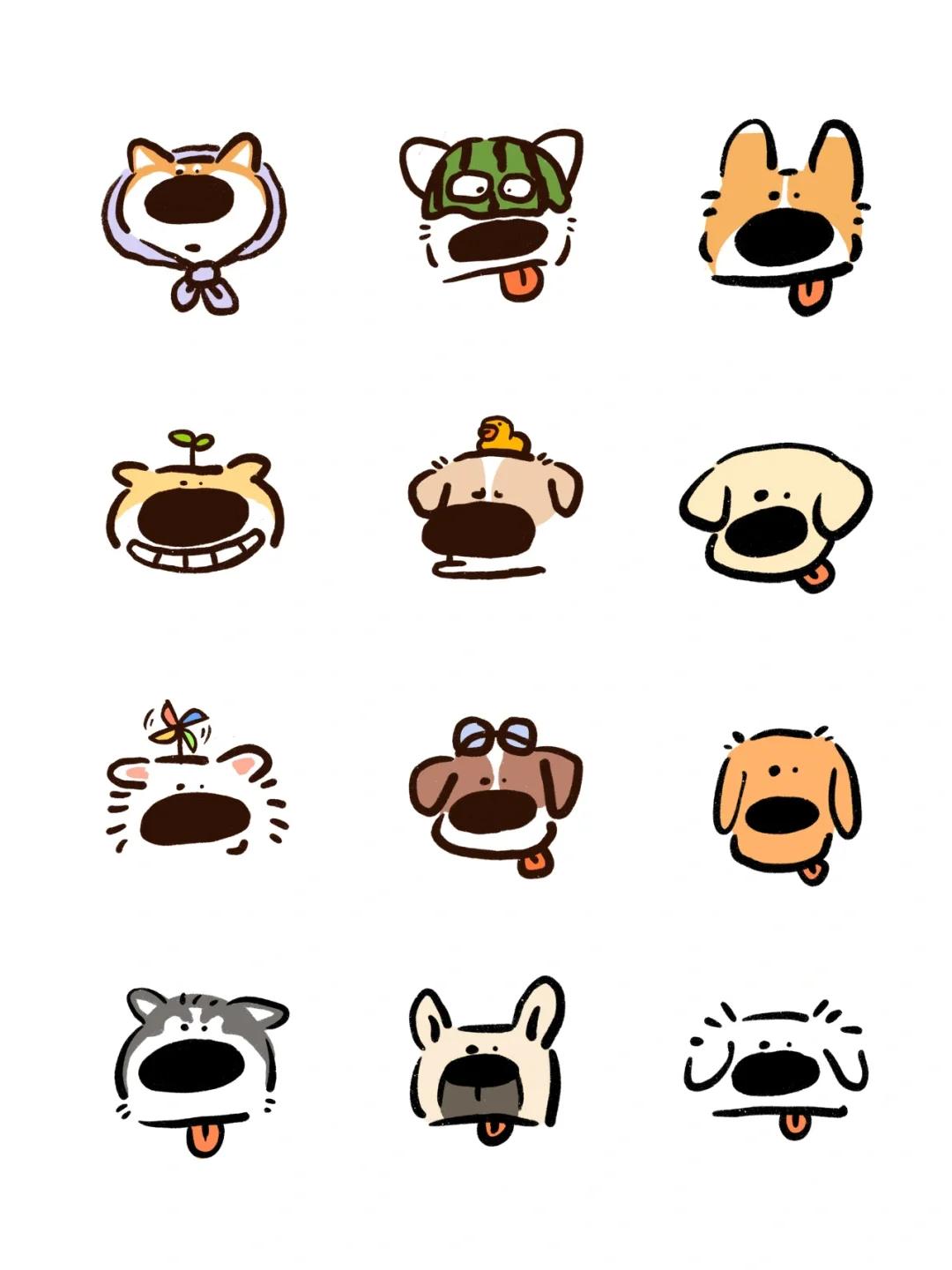 小狗头像合集 把之前画的狗子头像大概整理了一遍,没想到已经画了这么