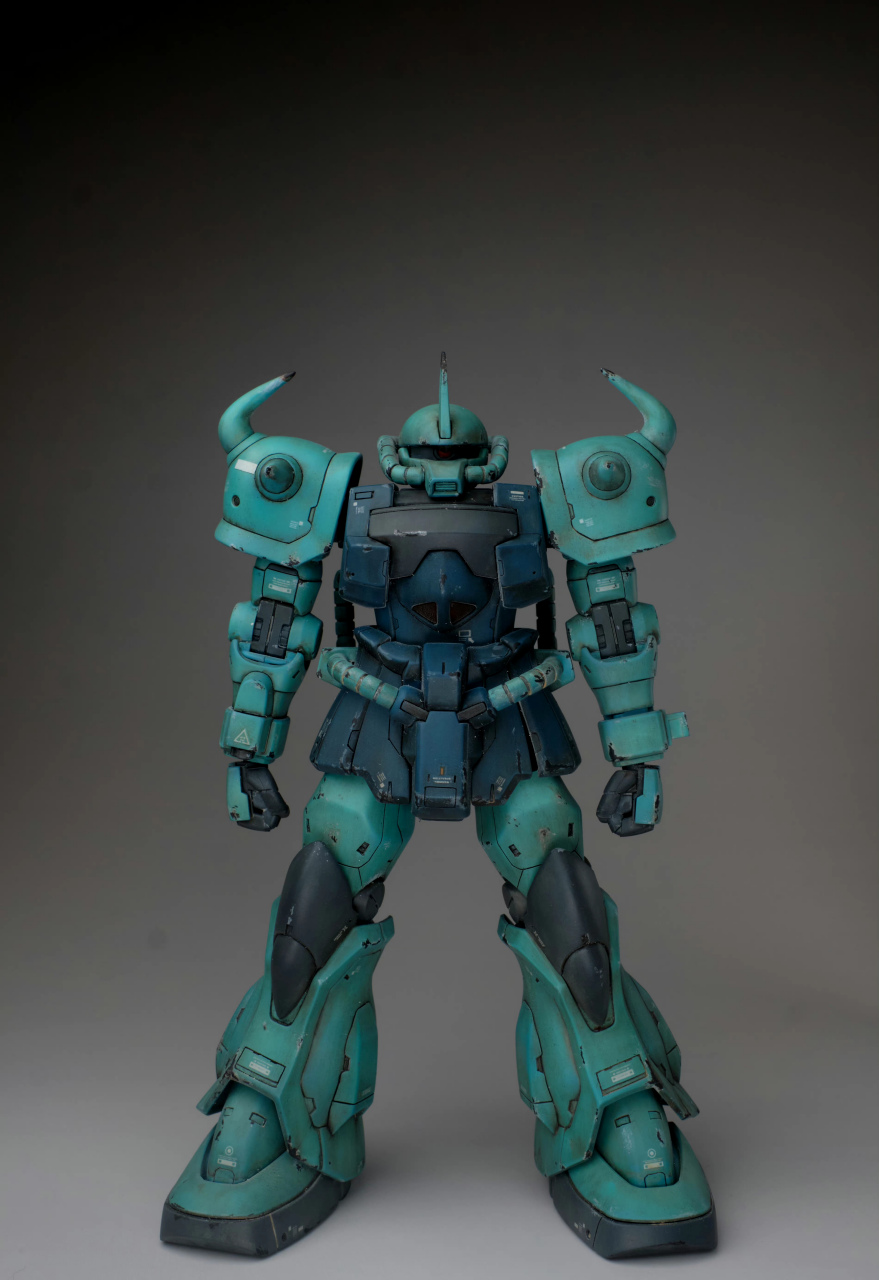 模型欣赏:模型师nanachi制作的hguc ms-07b-3 老虎特装型,本体加了