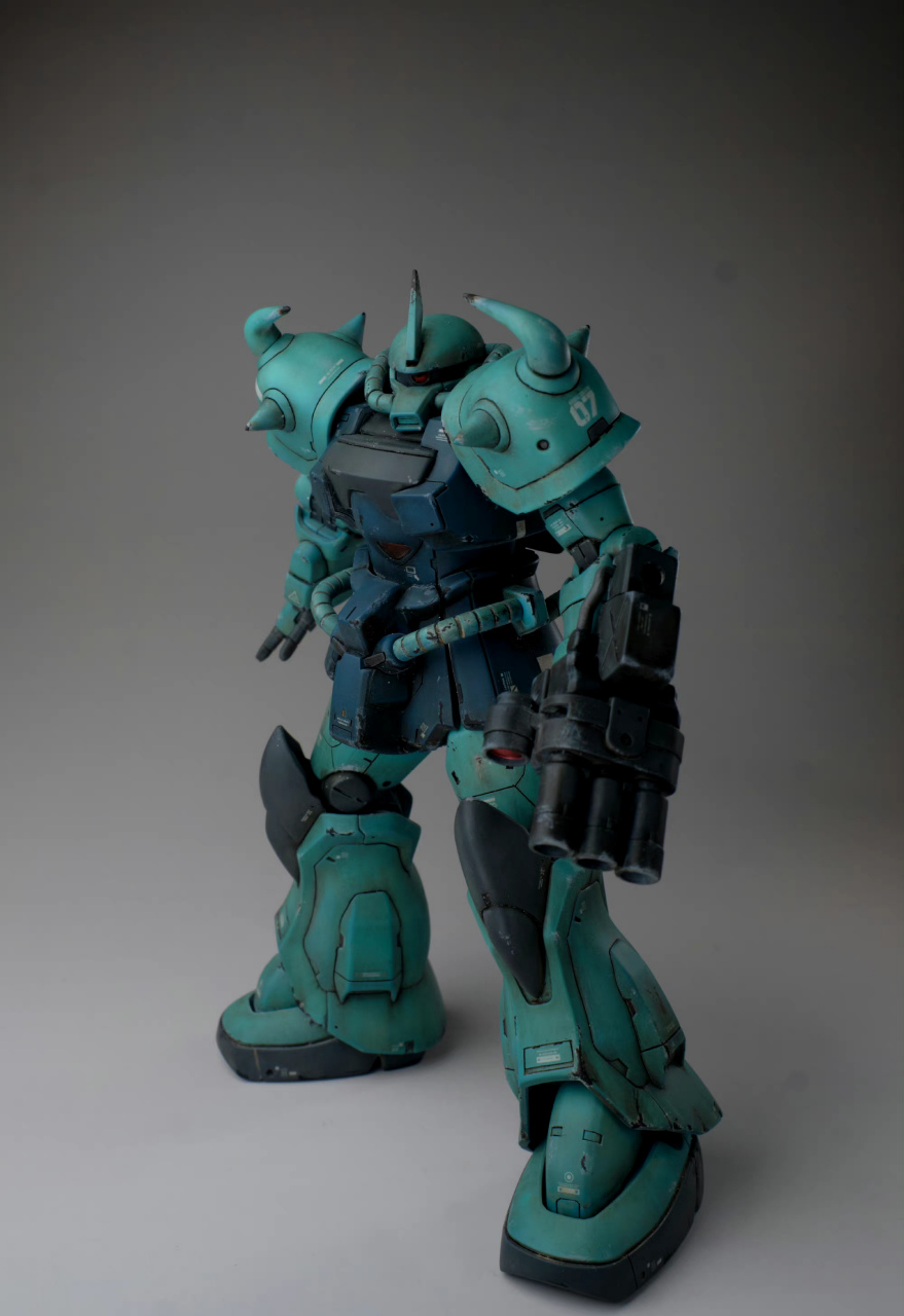模型欣赏:模型师nanachi制作的hguc ms-07b-3 老虎特装型,本体加了