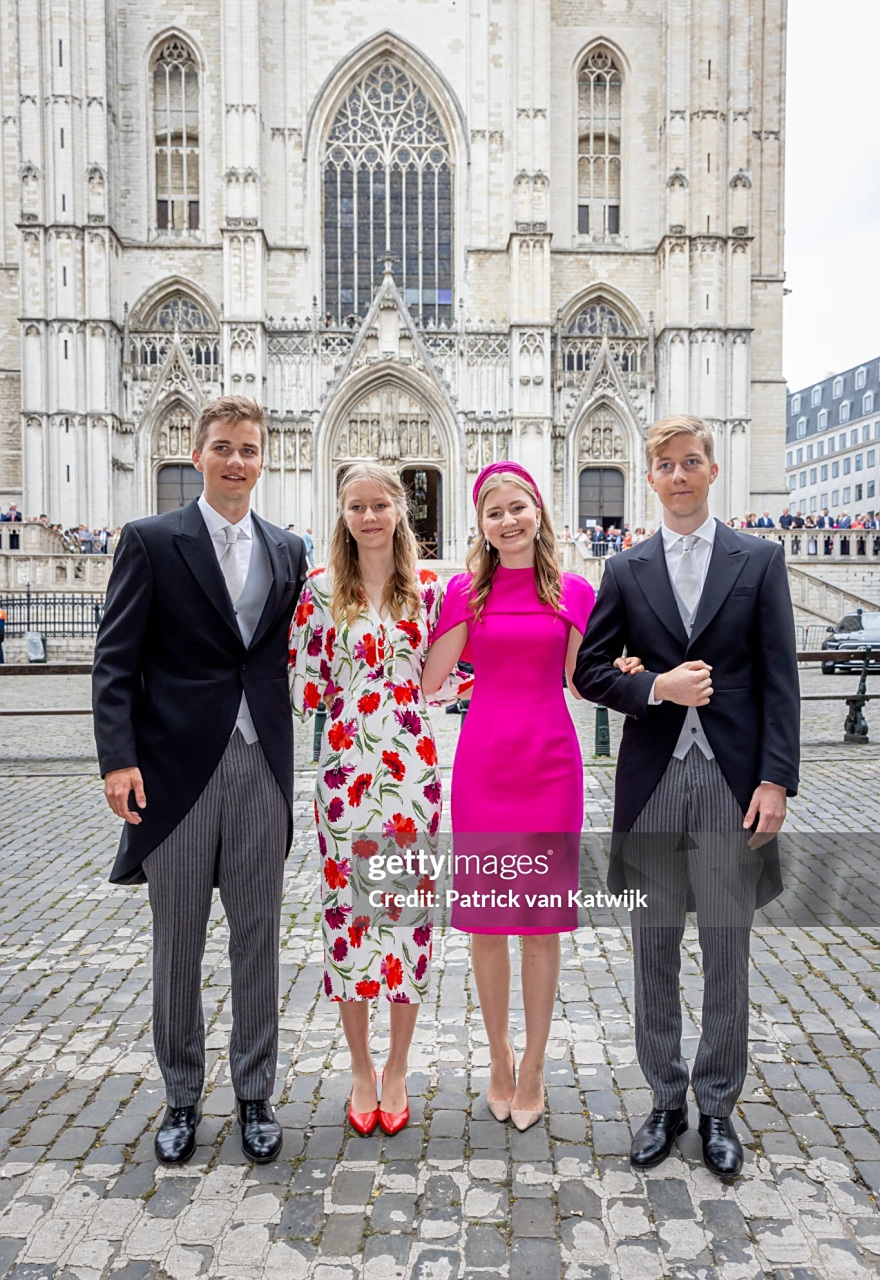比利时王室出席国庆日活动,小伊hold住粉裙 比利时王室成员出席一年一